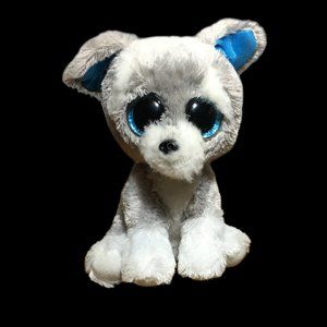 Ty Beanie Boos Whiskers Schnauzer Plush Stuffed Toy Dog Blue Glitter Eyes 6in.